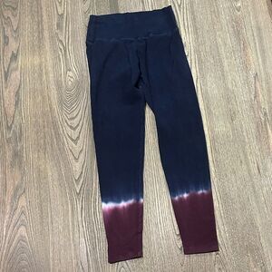 Electric & Rose Sunset Leggings Ombre Stretch High Waist Navy Blue Red Medium